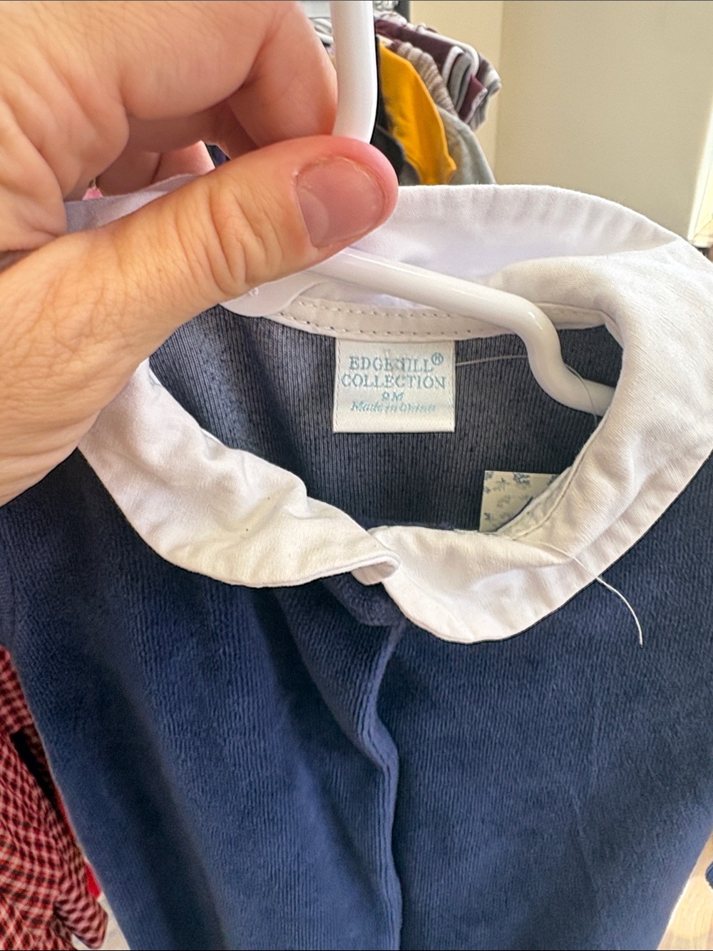 Edgehill Collection Navy Infant Romper with White Collar